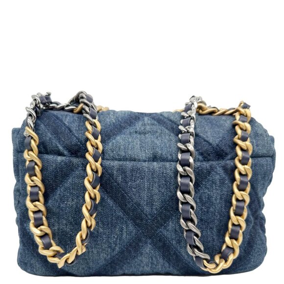 Chanel 19 Flap Medium Denim Shoulder Bag Blue - Picture 3 of 12